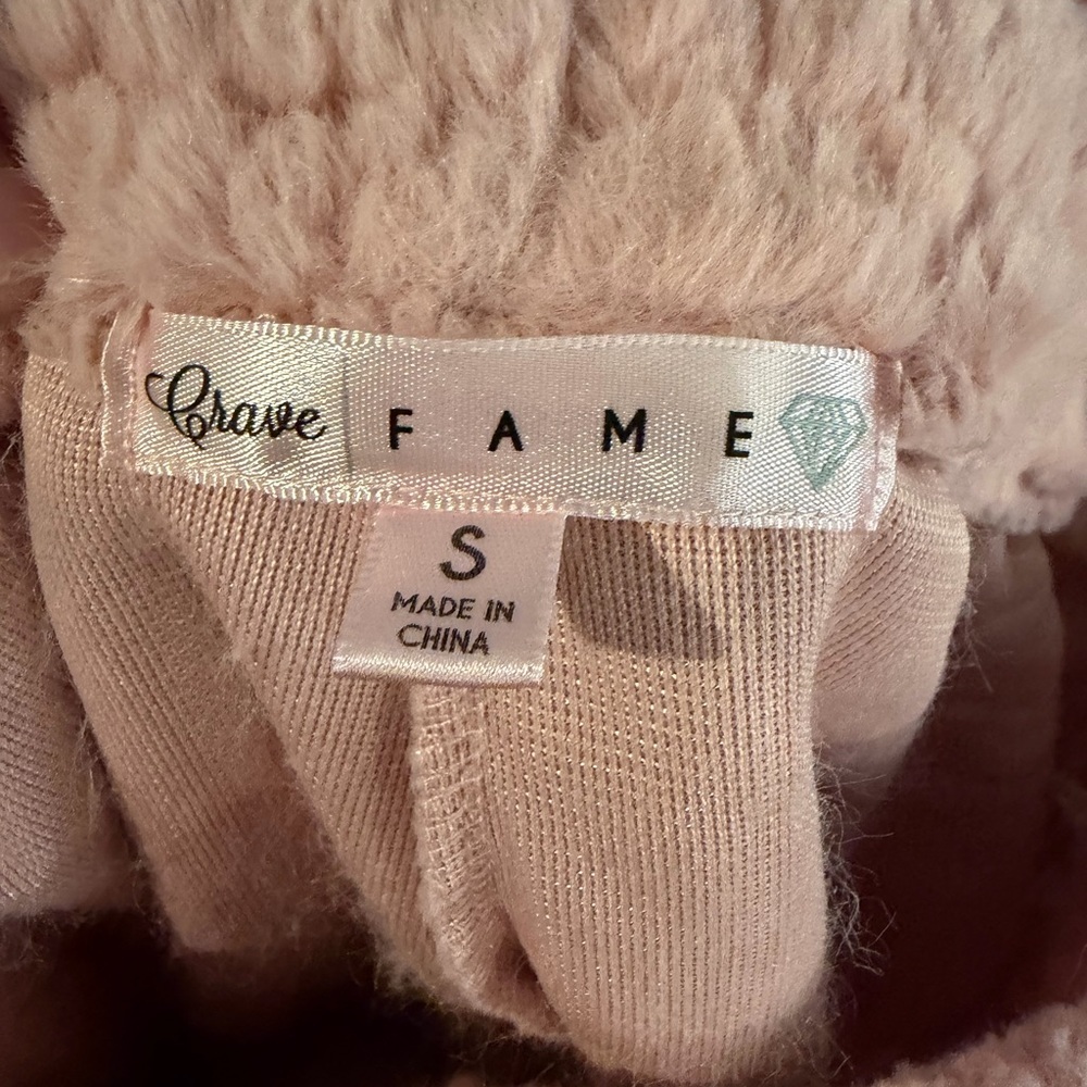 SMALL Crave Fame Fuzzy joggers /soft Pink Heart Pajama Pants - Picture 7 of 7
